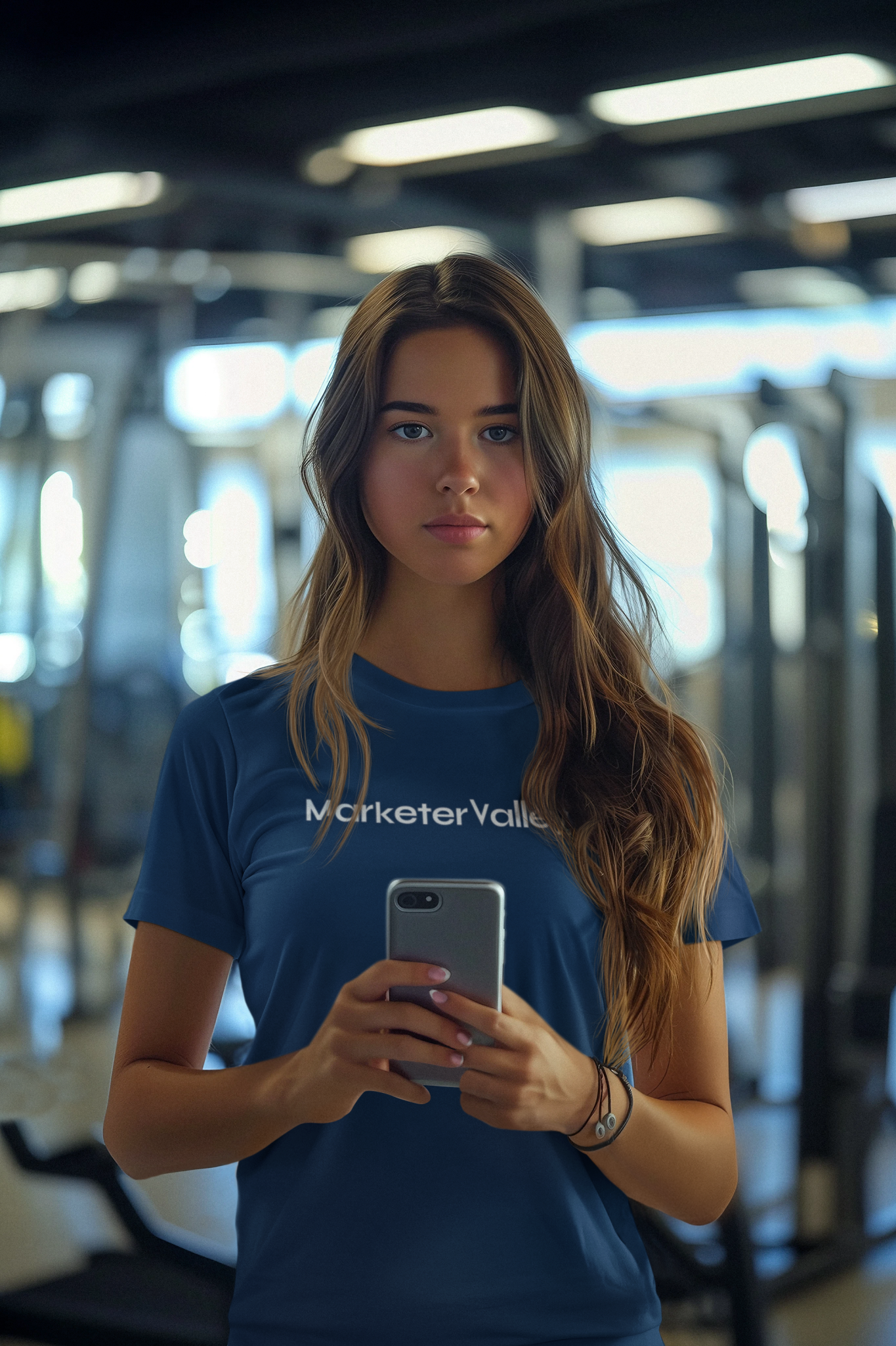 Girl in a gym taking picture