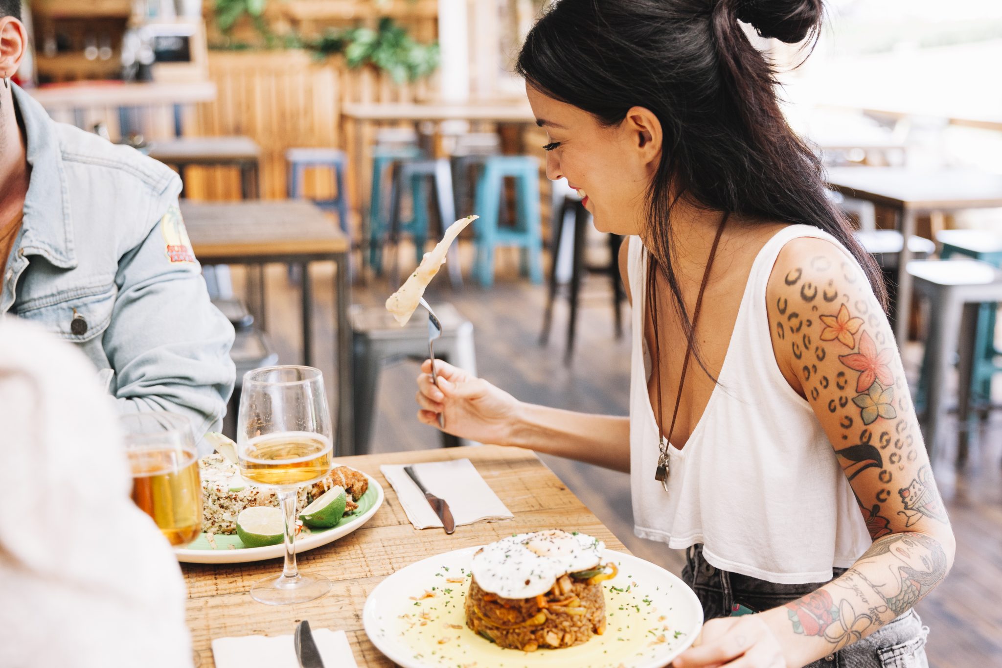 woman-different-dishes-food